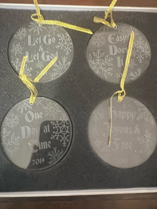 Other - Holiday Glass Ornament Set - Clear alcoholics anonymous